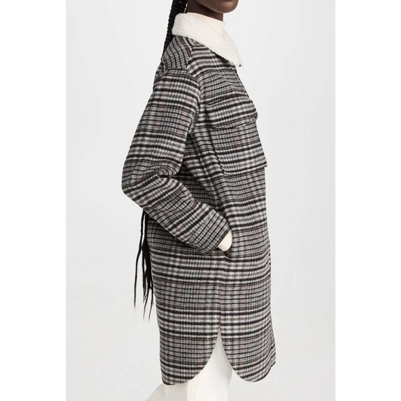 Rails Jaro Long Coat Womens Medium Onyx Taupe Plaid Wool Blend Oversized $425 - Picture 16 of 16